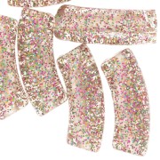 Perline tubolari curve 35x11 mm in acrilico trasparente - Multicolore Glitter Grey x6