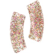 Perline acriliche trasparenti a tubo curvo 35x11mm Glitter grigio multicolore x6