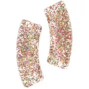 Perline tubolari curve 35x11 mm in acrilico trasparente - Multicolore Glitter Grey x6