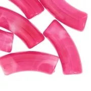 Perline tubolari curve in acrilico trasparente 35x11 mm - Fucsia marmorizzato x6