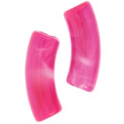 Perline tubolari curve in acrilico trasparente 35x11 mm - Fucsia marmorizzato x6