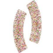 Perle tubulari in acrilico trasparenti 32x8 mm Glitter grigio multicolore x6