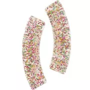 Perline tubolari curve 32x8 mm in acrilico trasparente - Grigio glitterato multicolore x6