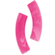 Perline tubolari curve 32x8 mm in acrilico traslucido - Fucsia marmorizzato x6