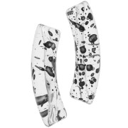 Perle tubulari in acrilico trasparenti 32x8 mm - Nero screziato x6