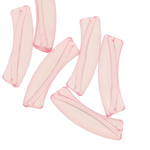 Perle tubulari in acrilico trasparenti 32x8 mm - Rosa chiaro x6