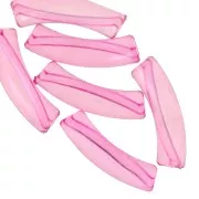Perline tubolari curve 32x8 mm in acrilico trasparente - Rosa x6