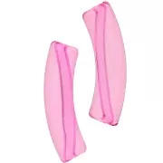 Perle tubulari in acrilico trasparenti 32x8 mm - Rosa x6