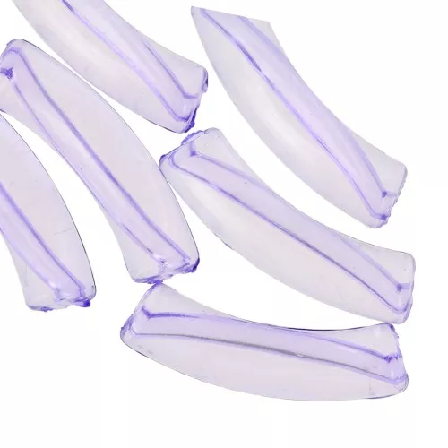 Perline tubolari curve 32x8 mm in acrilico trasparente - Viola x6