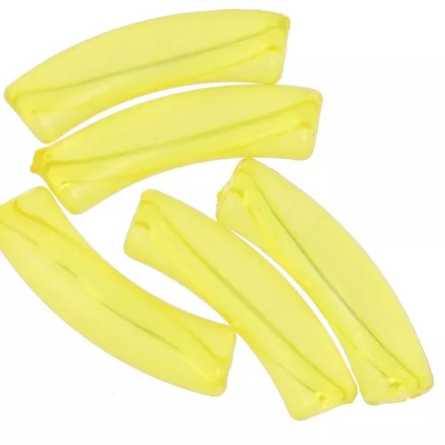 Perline tubolari curve 32x8 mm in acrilico trasparente - Giallo x6