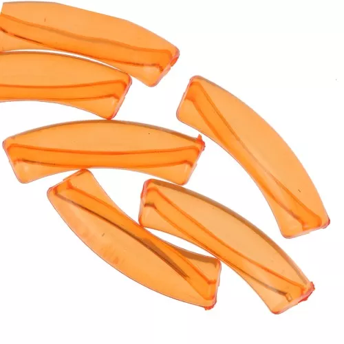 Perline tubolari curve 32x8 mm in acrilico trasparente - Arancione x6