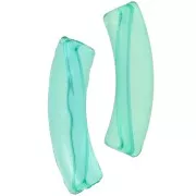 Perline tubolari curve 32x8 mm in acrilico trasparente - Verde turchese x6