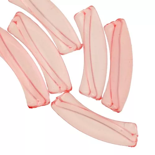 Perline tubolari curve 32x8 mm in acrilico trasparente - Coral x6