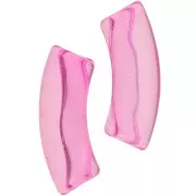 Perline tubolari curve in acrilico trasparente 35x11 mm - Rosa x6