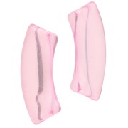 Perline tubolari curve 35x11 mm in acrilico trasparente - Rosa chiaro x6