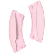Perline tubolari curve 35x11 mm in acrilico trasparente - Rosa chiaro x6