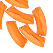 Perline tubolari curve in acrilico trasparente 35x11 mm - Arancione x6