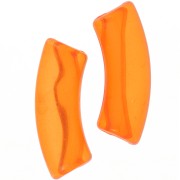 Perline tubolari curve in acrilico trasparente 35x11 mm - Arancione x6