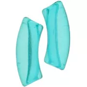 Perline tubolari curve in acrilico trasparente 35x11 mm - Verde turchese x6
