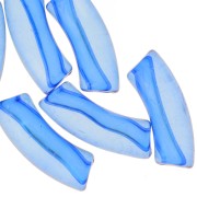 Perline tubolari curve in acrilico trasparente 35x11 mm - Royal Blue x6