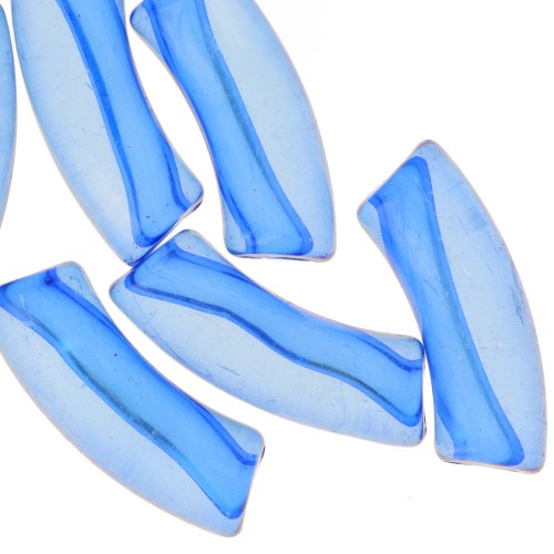 Perline tubolari curve in acrilico trasparente 35x11 mm - Royal Blue x6
