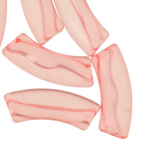 Perline a tubo curvo in acrilico trasparente 35x11mm Corallo x6