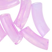 Perline tubolari curve 35x11 mm in acrilico trasparente - Marbré Lilas x6