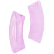 Perline tubolari curve in acrilico trasparente 35x11mm Lilla marmorizzato x6