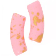 Perline tubolari curve in acrilico opaco 35x11 mm rosa screziato oro x6