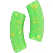 Perline tubolari curve 35x11 mm in acrilico opaco - Verde mela - Oro screziato x6