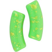 Perline tubolari curve in acrilico opaco 35x11 mm Verde mela screziato d'oro x6