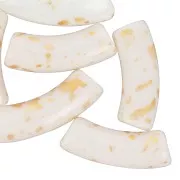 Perline tubolari curve 35x11 mm in acrilico opaco - Bianco - Oro screziato x6