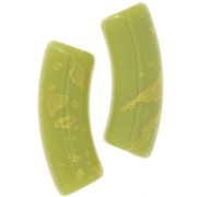 Perline tubolari curve 35x11 mm in acrilico opaco - Verde anice - Oro screziato x6
