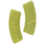 Perline tubolari curve 35x11 mm in acrilico opaco - Verde anice - Oro screziato x6
