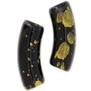 Perline tubolari curve 35x11 mm in acrilico opaco - Nero - Oro screziato x6