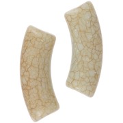 Perline tubolari curve 35x11mm effetto crackle in acrilico opaco - Beige x6