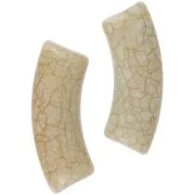 Perline tubolari curve 35x11mm effetto crackle in acrilico opaco - Beige x6