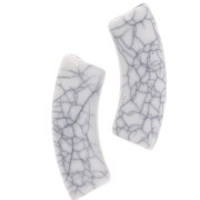 Perline tubolari curve 35x11mm effetto crackle in acrilico opaco - Bianco x6