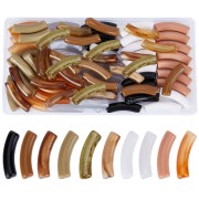 Set di 80 perle acriliche opache a tubo curvo 22x8 mm - Multicolore