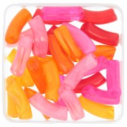 Set di 30 perline tubolari curve in acrilico trasparente 35x11 mm Rosa Marmorizzato|raw }}