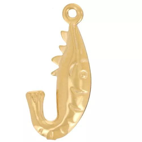Pendente forma di gambero 20x10 mm - Acciaio inossidabile 316L - dorato x1