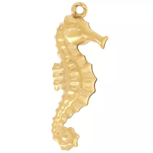 Pendente forma di cavalluccio marino 27x10 mm - Acciaio inox 304L - dorato x1