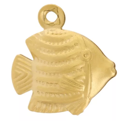Ciondolo a forma di pesce 13x12 mm in acciaio inox 304L - dorato x1