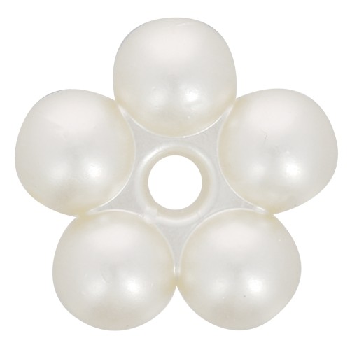 Perline rondelle a fiore 15 mm - imitazione perla d'acqua dolce - Cream Pearl x4