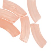 Perline tubolari curve in acrilico trasparente 35x11 mm - Salmon Marble x6