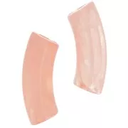 Perline tubolari curve in acrilico trasparente 35x11 mm - Salmon Marble x6