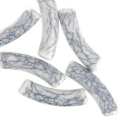 Perle tubulari in acrilico opaco 32x8 mm - effetto crackle - Bianco x6|raw }}