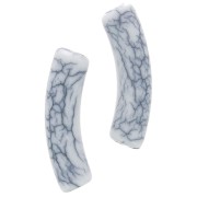 Perle tubulari in acrilico opaco 32x8 mm - effetto crackle - Bianco x6