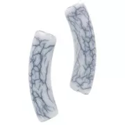 Perle tubulari in acrilico opaco 32x8 mm - effetto crackle - Bianco x6