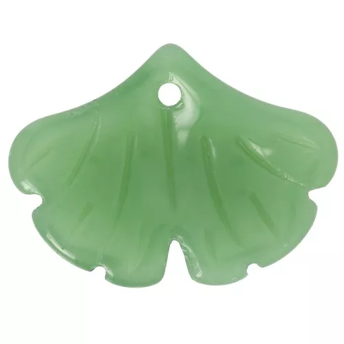 Pendente forma di foglia di Ginkgo in vetro 15x20 mm - Verde x1